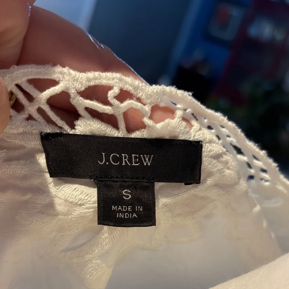 J.‎ Crew White Floral Lace V-Neck Blouse